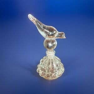 Glass Perfume Bottle With Bird Stopper 6.5" Tall